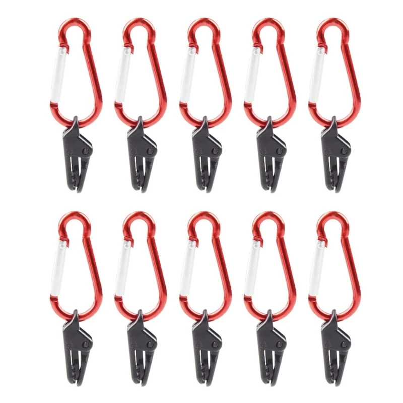 

10Pcs Wind proof Tarpaulin Alligators Clip Tighten Lock Grip with Carabiner Outdoor Camping Tent Clip Awning Tarp Clamps