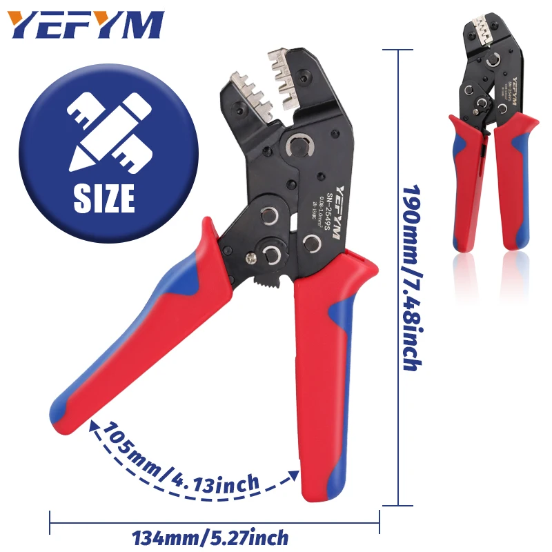 YEFYM AWG28-18 와이어 래칫 플라이어 압착 도구, PH2.0 XH2.54 2.8 3.0 3.96 KF2510 JST 터미널 SN-2549S 0.08-1.0mm ²