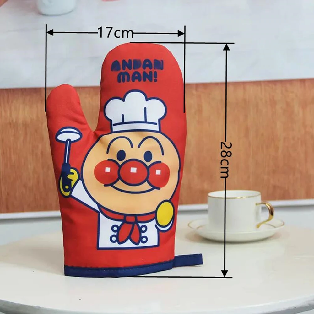 Cartoon Anpanman Double Sided Printing Heat Insulation Gloves Microwave Oven Thickened Kitchen Cartoon Anti Scalding Gloves kitchen gloves silicone oven gloves