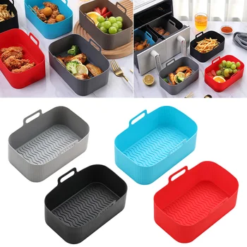 2pcs Reusable Airfryer Pan Liner Accessories Silicone Air Fryers Oven Baking Tray Pizza Fried Chicken Airfryer Silicone Basket