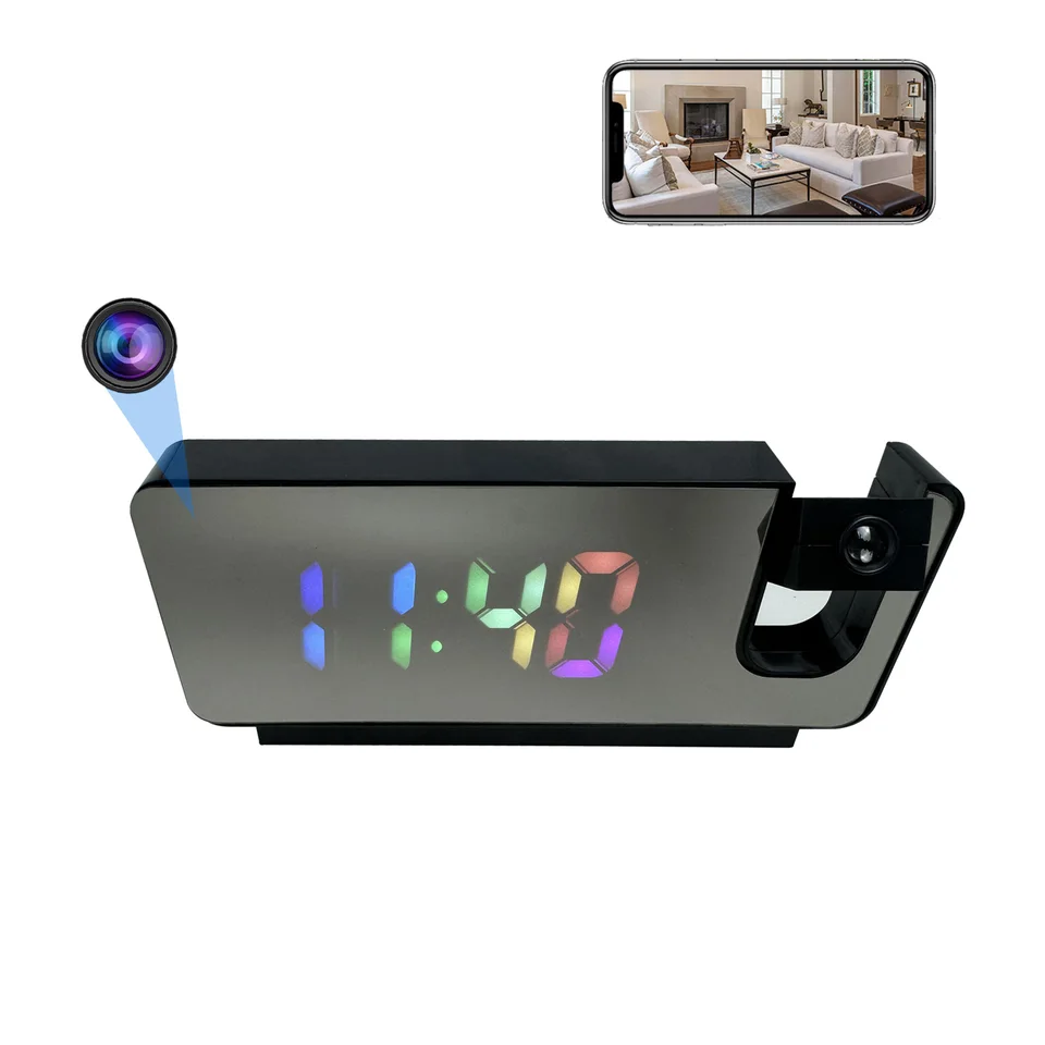 4K Ultra HD Projection Alarm Clock Camera