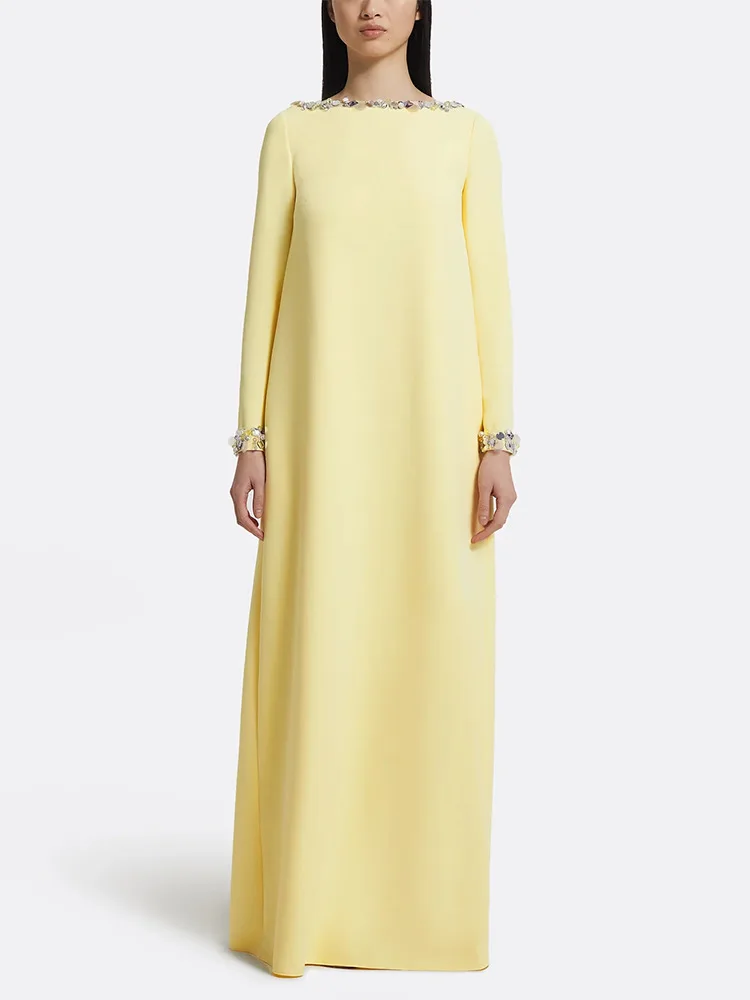 HIGH STREET Newest Fashion 2026 Designer Party Vestido Women's Beaded Loose Long Sleeved  Long Maxi Dress