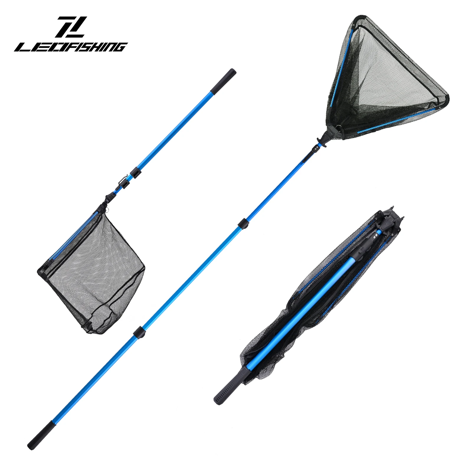 

LEOFISHING Lure Fishing Triangle Collapsible Stream Hand Net Ultralight Telescopic Pole Folding 72CM 92CM Fishing Accessories