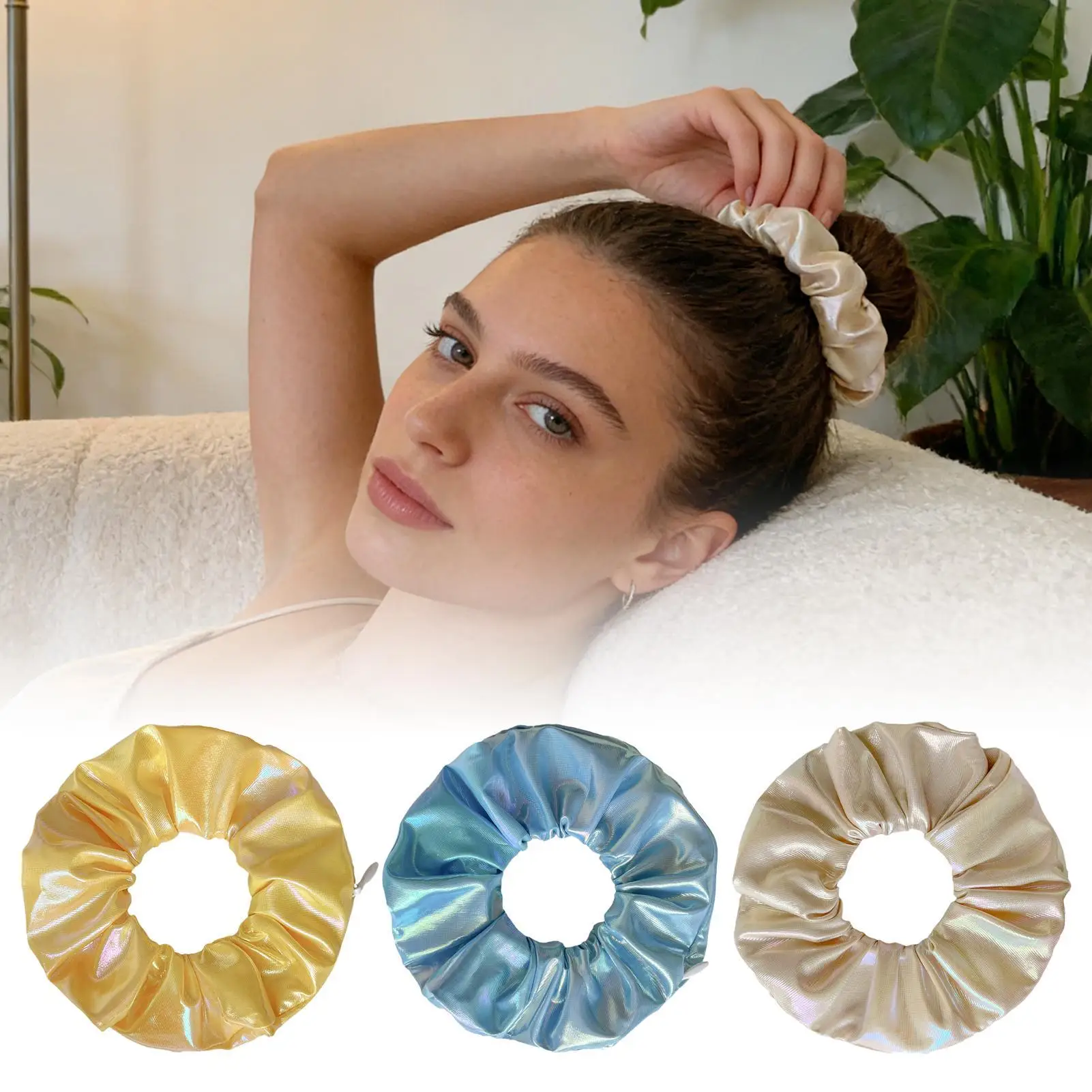 Zipper Pocket Soft Hair Scrunchies - Non-Slip Elastic Hair Ties & Hairband Accessories