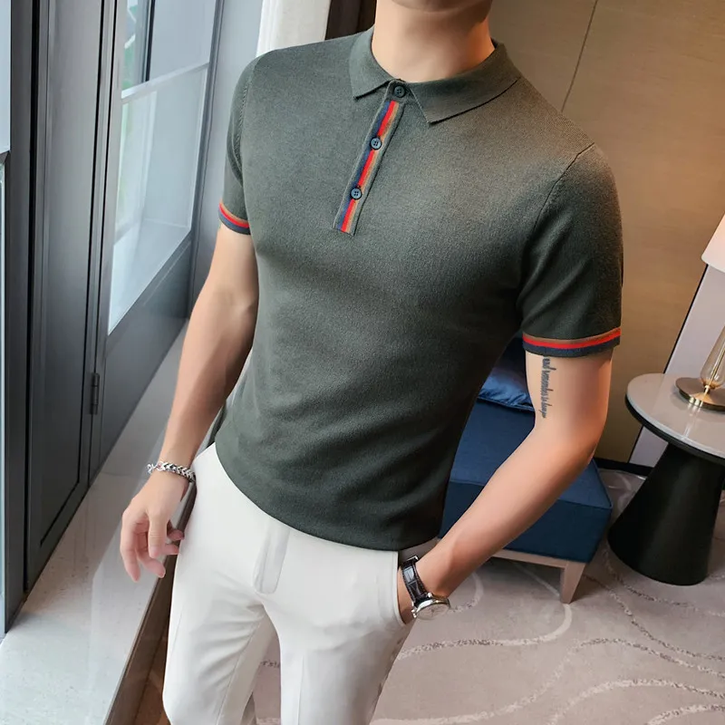 

Men Clothing 2023 Summer Style Men's Solid Color Short Sleeve Lapel Trend Casual T Shirt