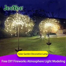 JEEYEE Solar Powered Outdoor Grass Globe Dandelion Fireworks Lamps Waterproof LED For Garden Lawn Landscape Lamp Holiday Light