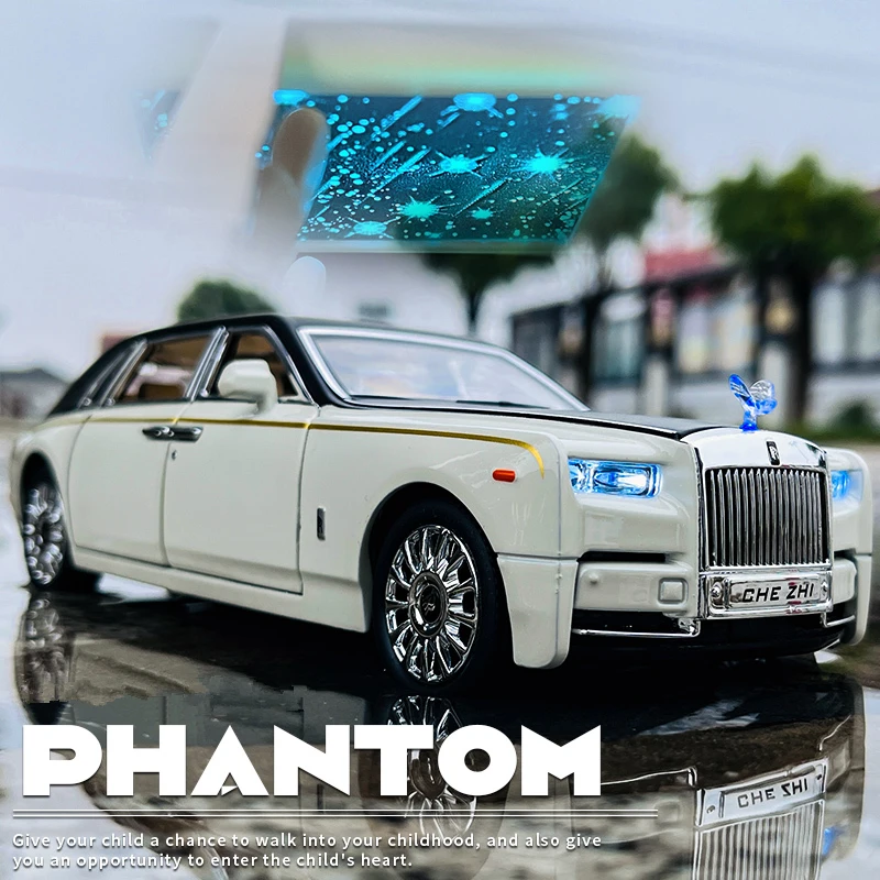 

Модель автомобиля-фантома из сплава 1:24 Rolls Royce, Литые и игрушечные автомобили, модель автомобиля из металла, имитация звука и светильник, детские подарки