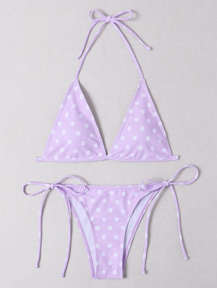 Island bikini sexy swimsuit casual resort style comfortable play polka dot split set