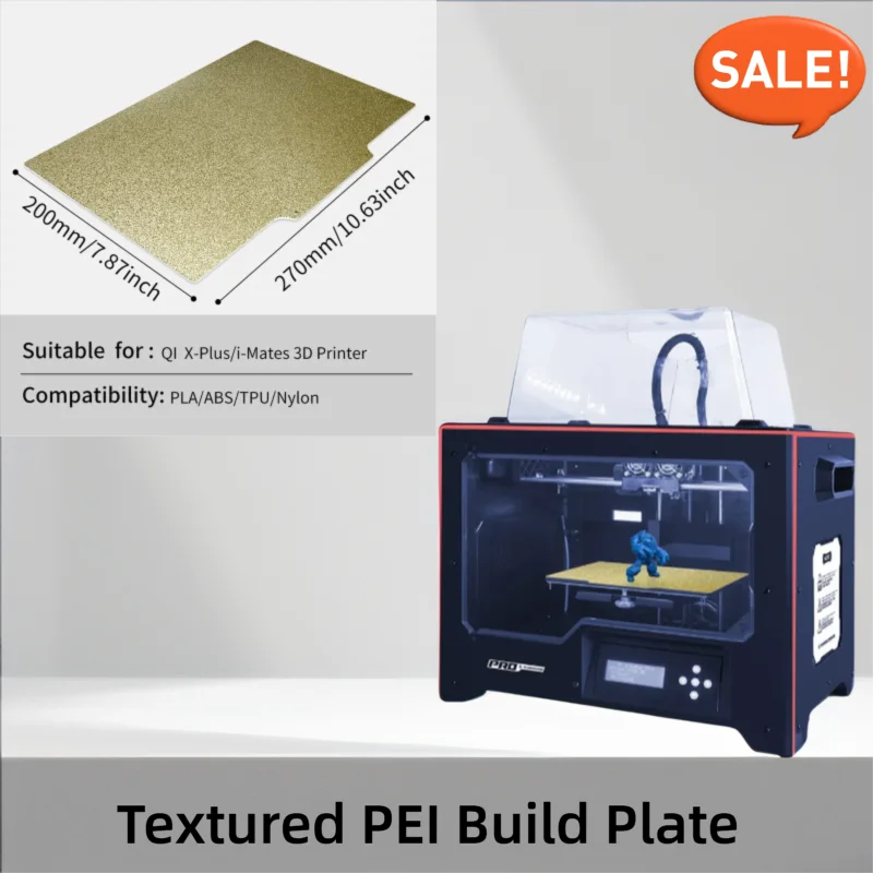QIDI Tech PEI-Platte 270 x 200 mm für X-Plus/i-Mates 3D-Drucker, doppelseitig strukturiertes PEI-Blatt, flexibles Federstahl-Druckbett