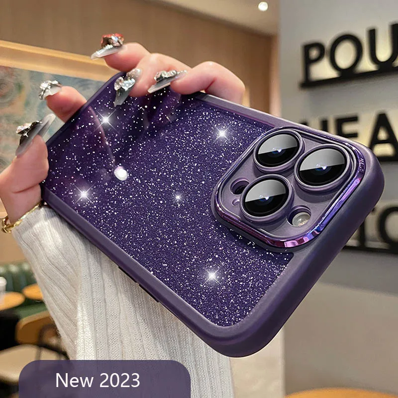 Elegant Glitter Shockproof Phone Case with Clear Silicone Back Cover