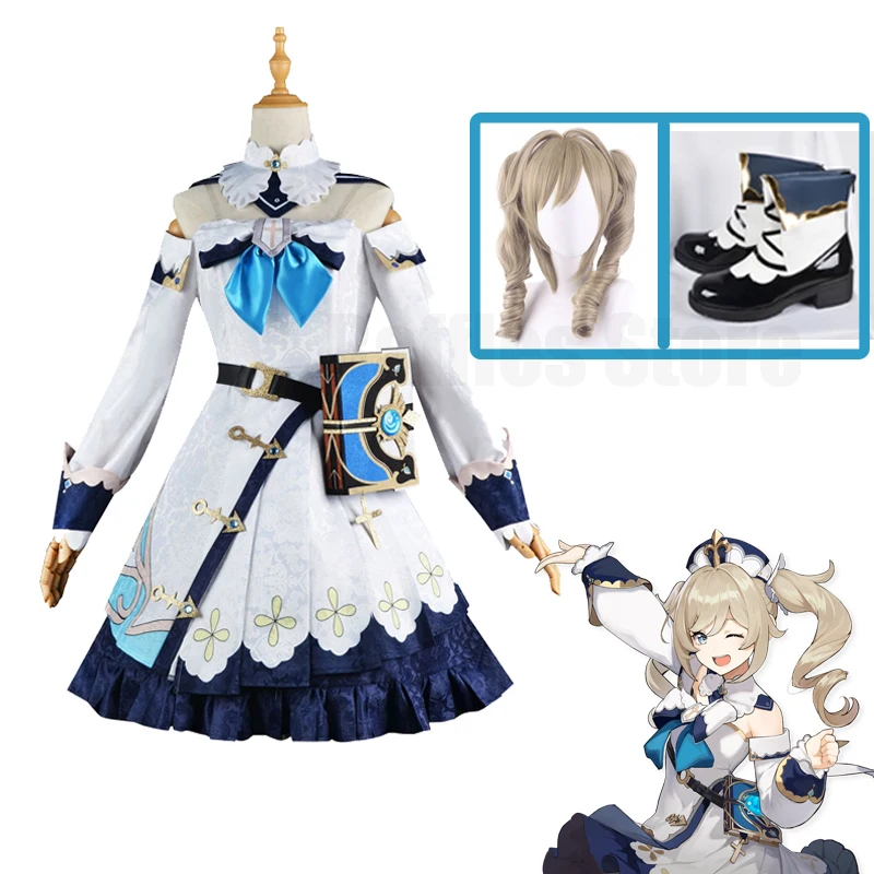 

Barbara Cosplay Wig Dress Boots Game Genshin Impact Anime Halloween Clothes Barbara Gunnhildr Cosplay Costume Uniform Shoes