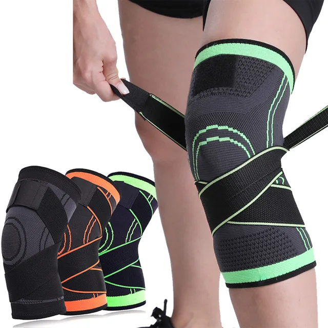 1PC Sports Fitness Knee Pads Men Pressurized Elastic Kneepad Support Bandage Fitness Gear Basketball Volleyball Brace Protector 1
