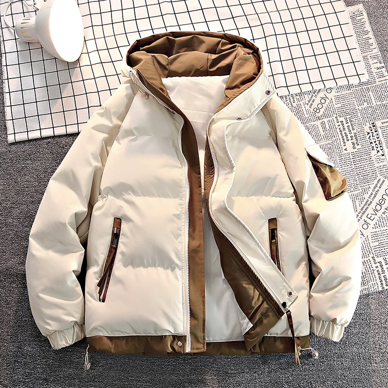 Men's Casual Solid Color Hooded Parkas Warm Winter Parkas Thick Jacket Coats
