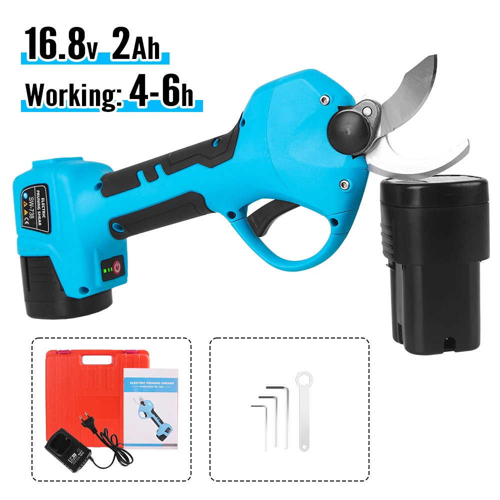 SW-738  Electric Pruning Shears Lithium-ion Pruning Shear Efficient Scissors LED Display Electric Tree Branches Garden Tools 5