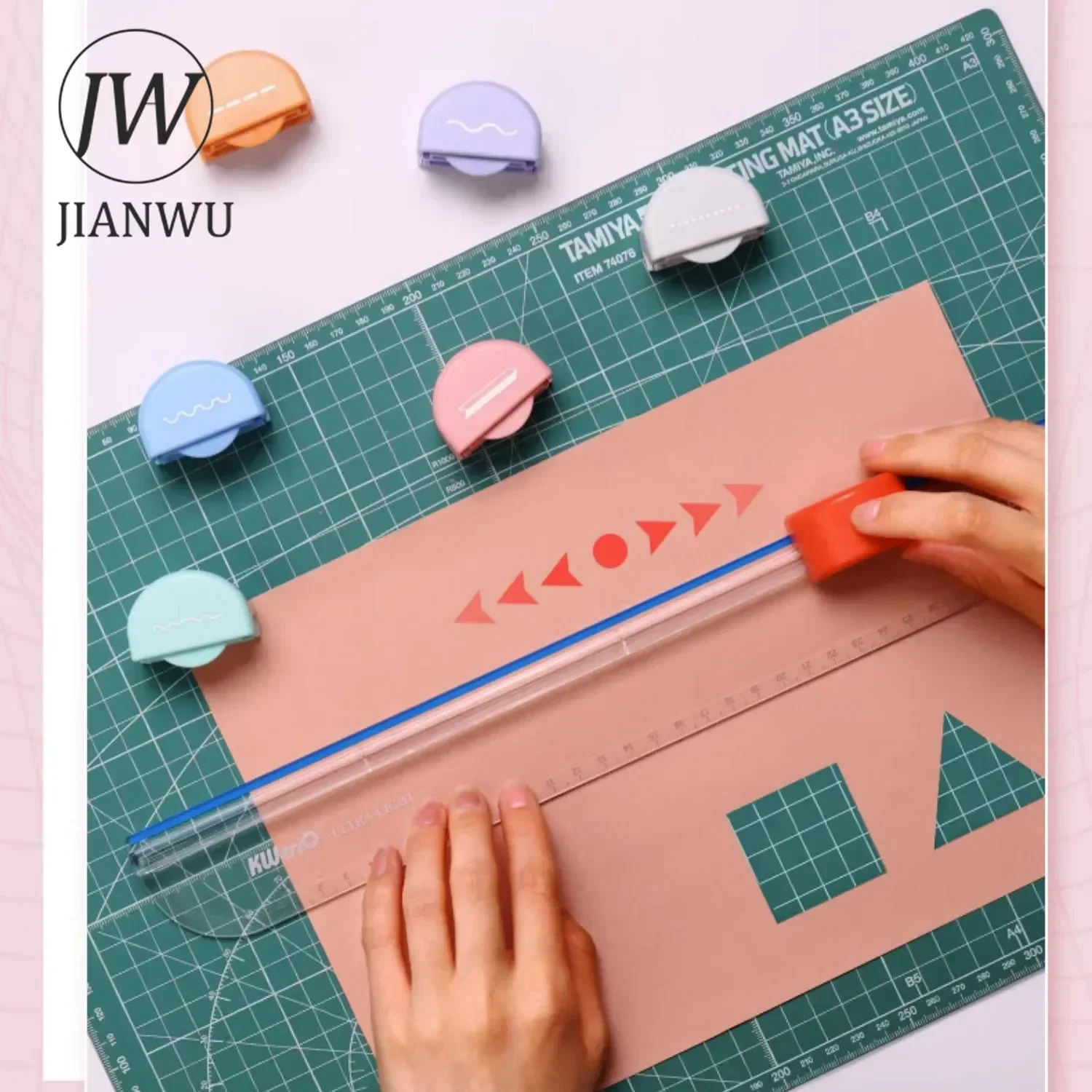 JIANWU Multifunctional Seven-in-one Paper Cutter Multiple Cutter Head Combination Cutters Tools Creative DIY Journal Stationery