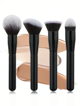 1 Set di Pennelli per il Trucco—Pennello per Fondotinta in Fibra Sintetica, Pennello per Blush, Pennello per Cipria e Pennello per Contouring—per un Finish Impeccabile