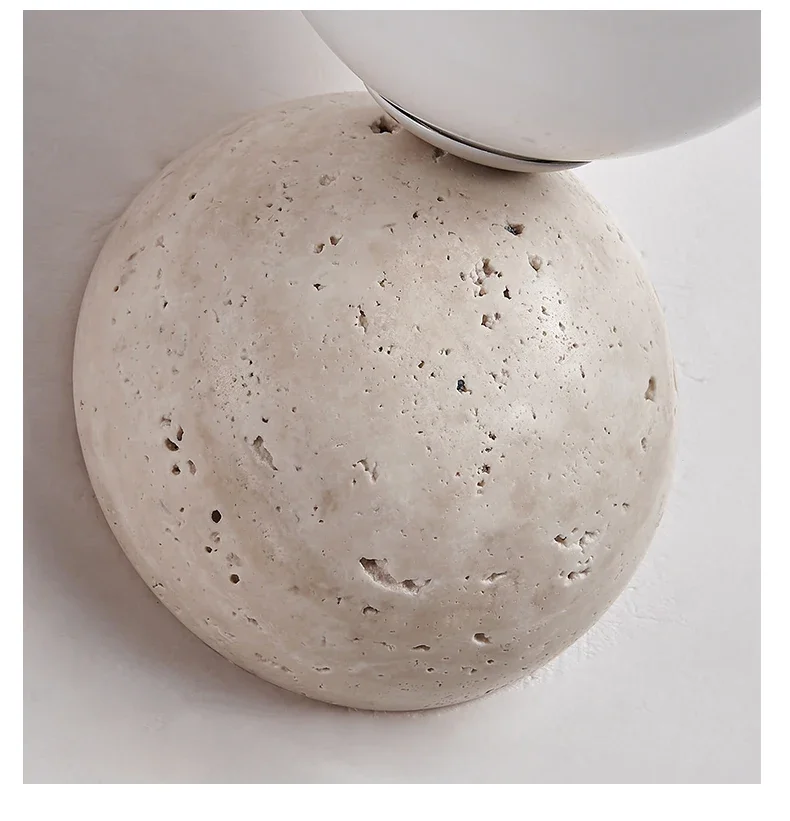 Cream Style LED Wall Lamp Round Cave Stone Bedside Light Image 7