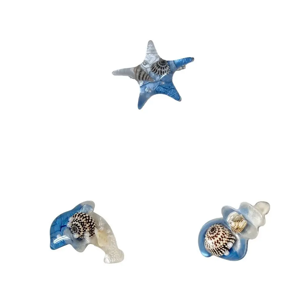 

Starfish Ocean Conch Hair Clip Cute Pearl Shell Blue Color Ins Style Daily