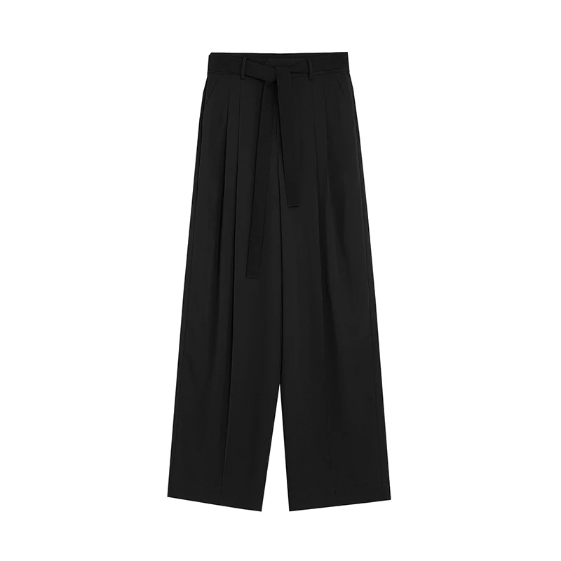 Black Casual Pants Women's Design Sense Niche Suit Pants Wide Leg Pants Drape High Sense Mop Pants
