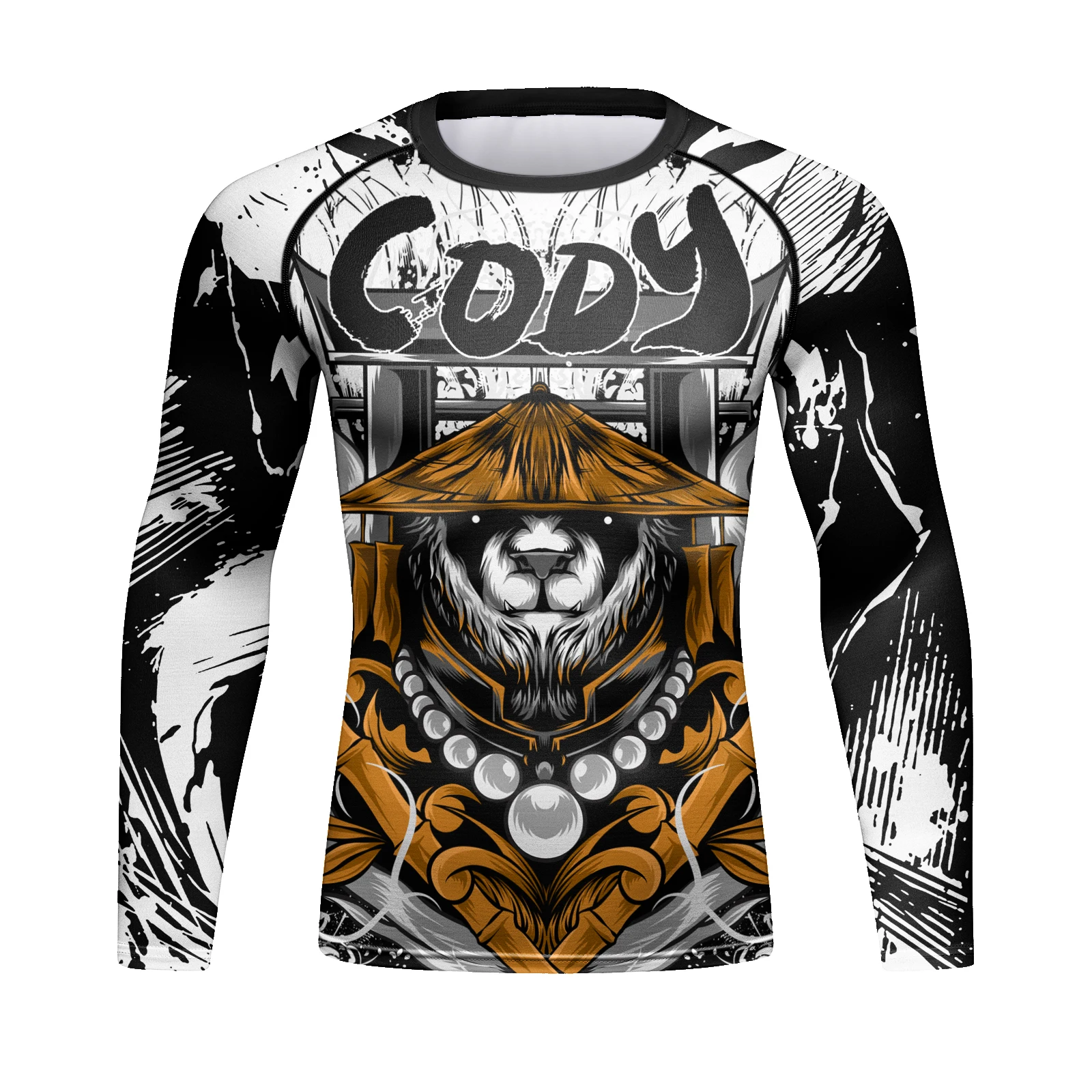 

CODY LUNDIN Men's Novel Pattern MMA Grappling Rash Guard Long Sleeve Compression Workout Shirts Animal Sublimation Print Tops