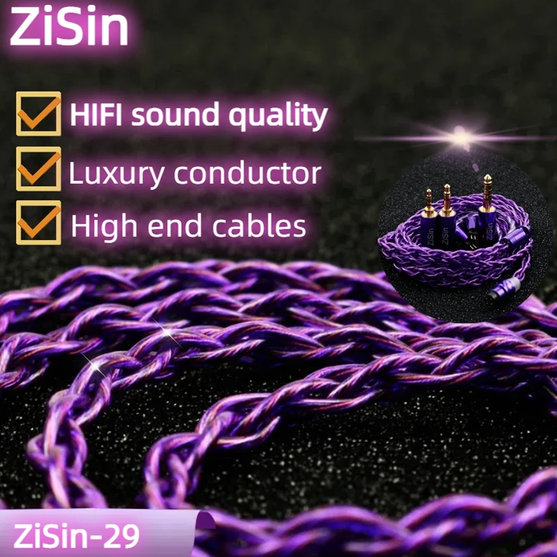 

ZiSin-29 4-Core DIY Litz Earphone Upgrade Cable With Modularity IE900 2PIN MMCX 4PIN XLR For M5 Olina Fudu DZ4 Quintet F1 Pro