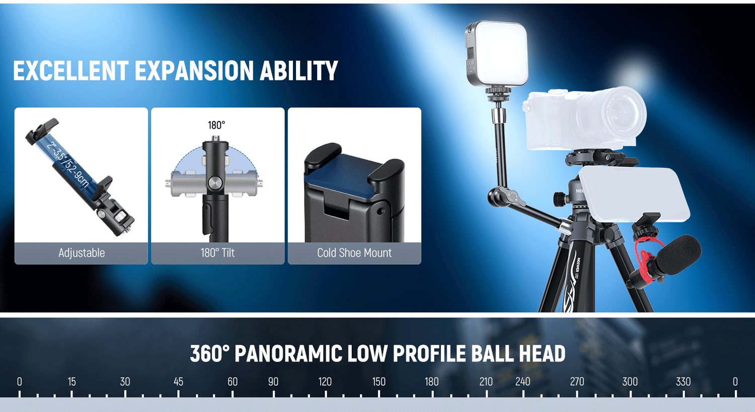 NEEWER LT07 61" Aluminum Travel Tripod Portable Camera Tripod Compatible with PD
