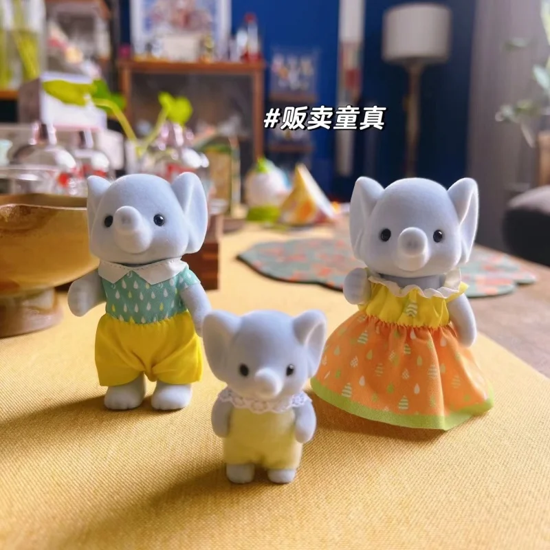Sylvanian Families Anime Girl Figures Calico critters Furniture Set ternurines Authentic  elephant family trio 5771 4