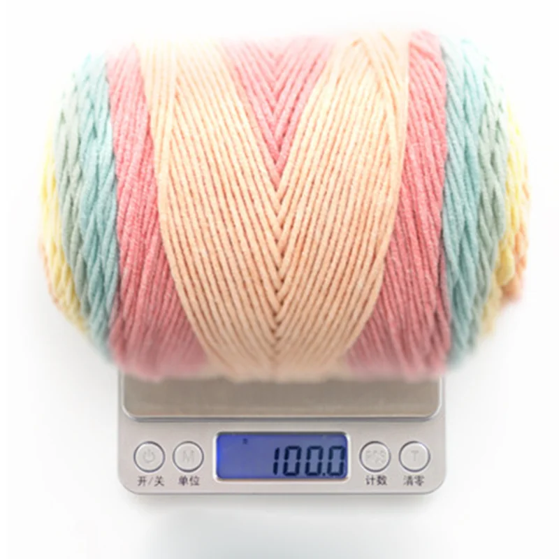 100G/Ball Rainbow Cotton Yarn Segment Dyeing 5 Ply of Milk Cotton DIY Hand Knitted Sofa Cushion Pillow Yarn 193m Crochet Yarn 6