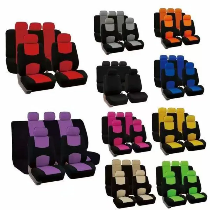 Coprisedili Universali in Poliestere per Auto, Set Coprisedili Adatto alla Maggior Parte di Auto, SUV, Furgoni, Tessuto Liscio Bicolore, Elegante Protezione per Sedili Auto - immagine 6