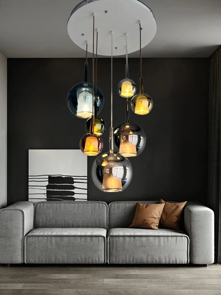 Designer Modern Colorful Glass Ball Ceiling Chandelier for Living Room Decoration Fashion Hanglamp Home-appliance
