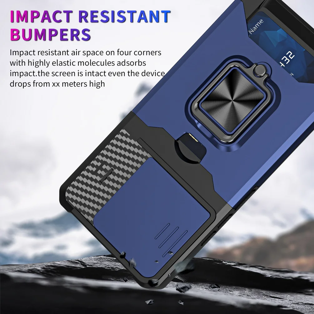 Versatile Card Slot Finger Ring Camera Protection Armor Case
