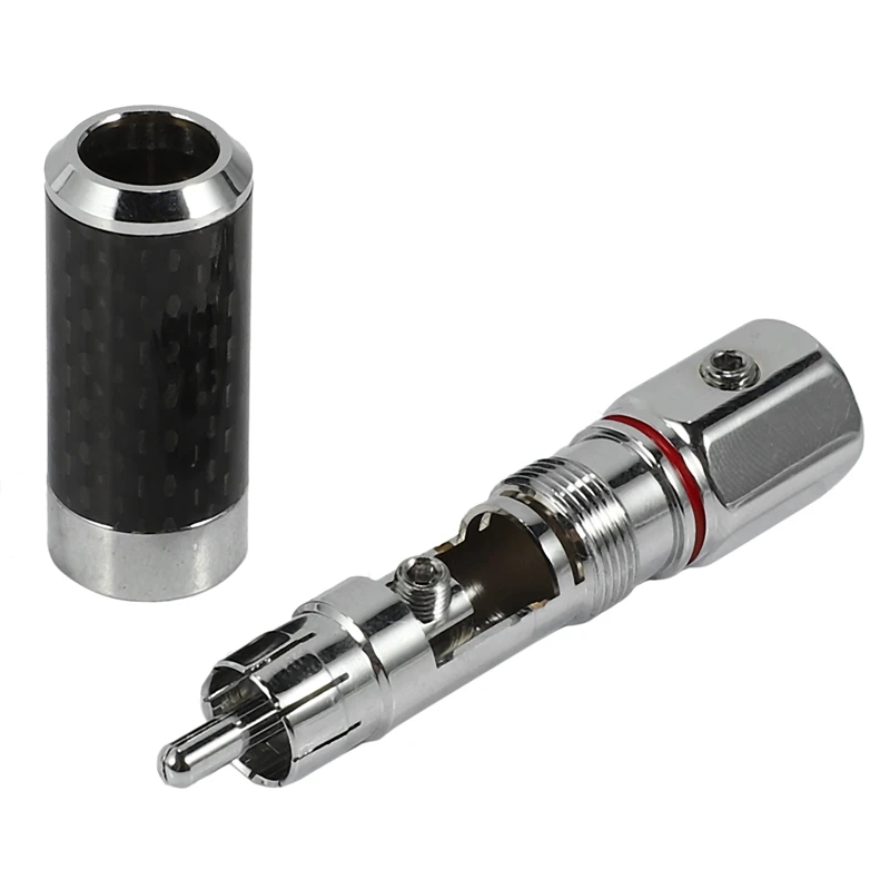 4 Pieces Of Rhodium-Plated Carbon Fiber Lotus Signal Connector, Plated RCA Plug, Coaxial Lotus Terminal