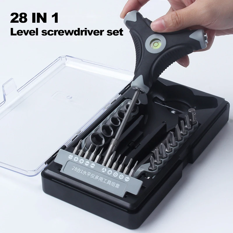 28-in-1-level-shaped-screwdriver-set-multifunctional-precision-bits-kit-repair-tool-sleeve-impact-screw-driver