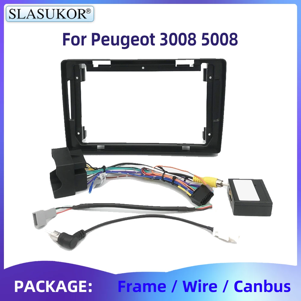 

9 "для Peugeot 3008 5008 2009-2016, видеопанель, аудио рамка, крепление на приборную панель, комплект, проводные аксессуары