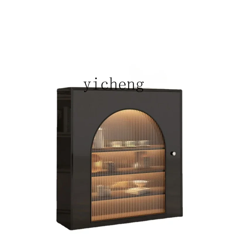 

ZC Vintage Fireplace Curio Cabinet Living Room Simple Modern Black Display Cabinet Hallway Storage Shelf Sideboard Cabinet
