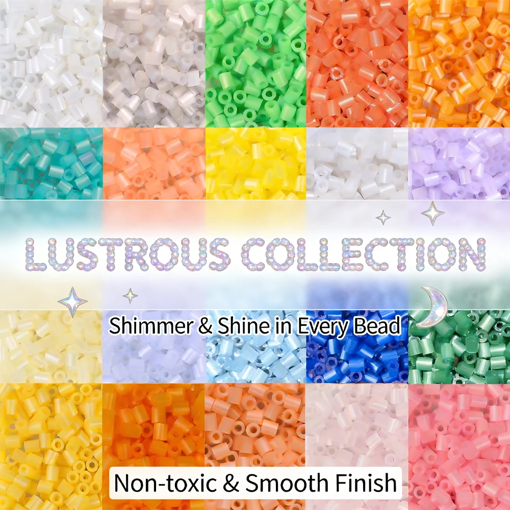 2.6mm 벌크 펄레센트 시리즈 펄러 비즈 리필 팩 - 1000/5000개 퓨즈블 DIY 아트 크래프트 퓨즈 비즈 모자이크 퍼즐 키트용