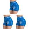 Lot de 3 shorts en jean imitation pour femme, pour fitness, course, sport, gym, entraînement, avec effet froncé aux fesses, leggings de yoga sans couture, culottes gainantes