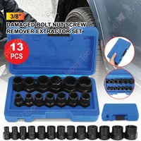 10/13Pcs Impact Damaged Bolt Nut Screw Remover Extractor Socket Tool Kit Removal Set Bolt Nut Screw Removal Socket Wrench 1