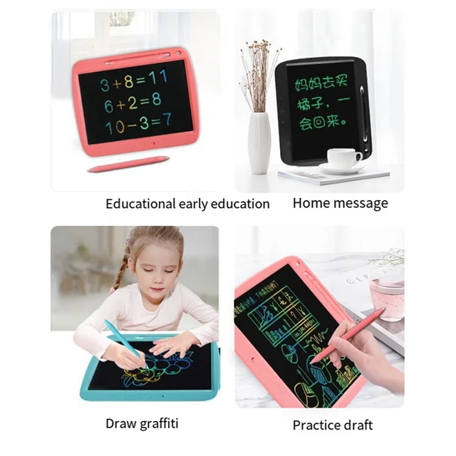 Rechargeable LCD Writing Tablet For Kids, 9 Inch Colorful Doodle Board, Erasable Drawing Tablet Drawing Pad,Pink Durable 5