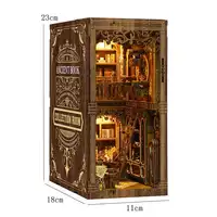 DIY Book Nook Kit Wooden Mini Doll House 3D Puzzle Assembly Model Bookend With LED Light Bookshelf Insert Decor Creative Gifts 6