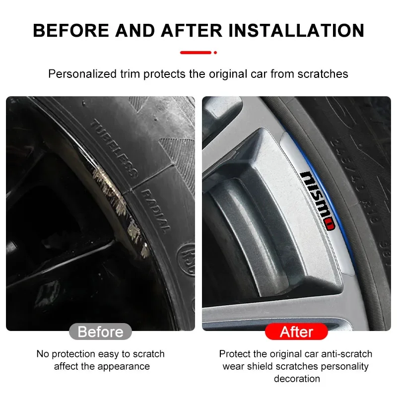 4pc 자동차 림 수정 스티커 휠 장식 데칼 액세서리 Nismo Nissan Almera Tiida Juke Teana Qashqai 350Z 370Z