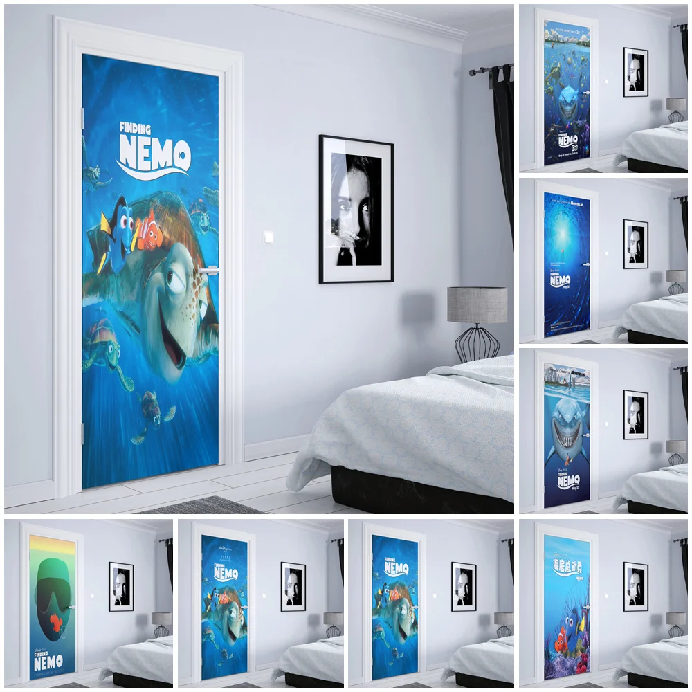 Disney Finding Nemo Door Sticker Nursery Kids Room Gift Animal Door Decoration Cartoon Quality Estetica Pop Art Wall Sticker