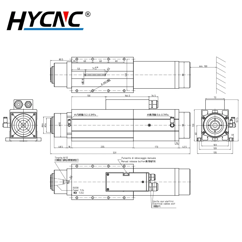 6kw Atc Luchtgekoelde Spindel 220V 380V Automatische Gereedschapswissel Iso30 Voor Cnc Freesmachine Freesmachine Graveren