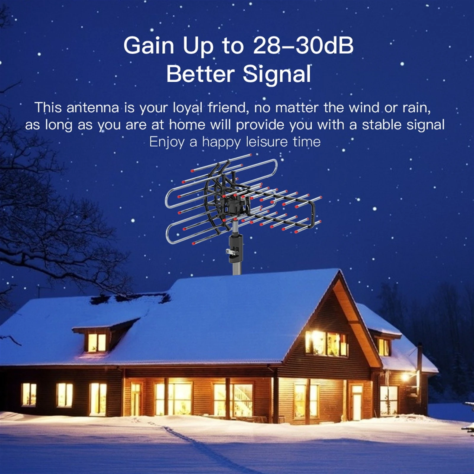 TA-851 Plus 360&deg;Rotation UV Dual Frequency 45-860MHz 22-38dB 42.65ft cable Outdoor Antenna