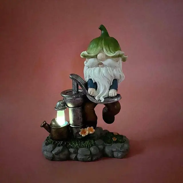Gyanta Elfs Időskorú Víz Dekoráció Kerti Karakter Szobor Kézműves - Image 3