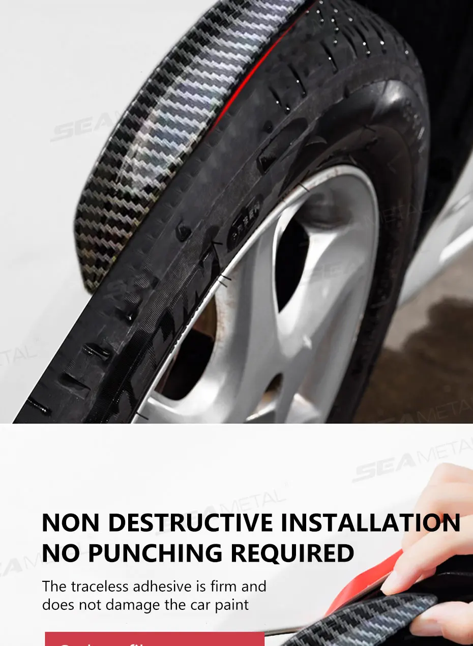 BLALION 4 Teile/satz Auto Rad Augenbraue Arch Trim Seite Fender Flare Streifen Universal Gebogene Anti-Scratch Räder Lip Streifen Auto Aufkleber – Detail 5