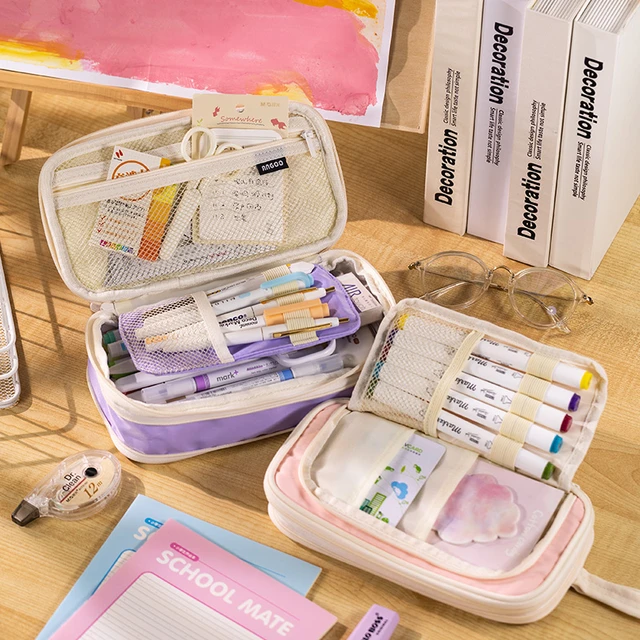 Angoo Macaron Color Canvas Pencil Case Cute Math Toys For Preschoolers With  Side Window, Big Pen Pouch For Students And School Stationery Storage  R230822 From Dafu05, $8.85