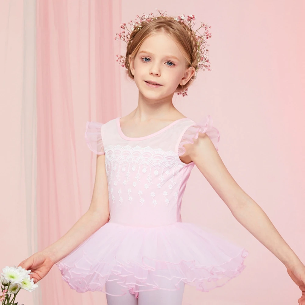 

Women's Ballet Dress Fashion Mesh Flying Short Sleeve Tutu Leotard Ballerina Outfit Stage Performance Costume