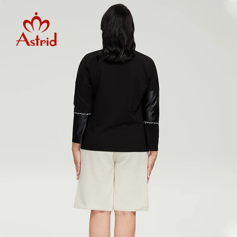 Astrid Autumn Women's T-Shirt 2022 Long Sleeve Oversized Pu Leather Top  Woman Clothes Fashion Stitching Design Female Tee Shirt - AliExpress