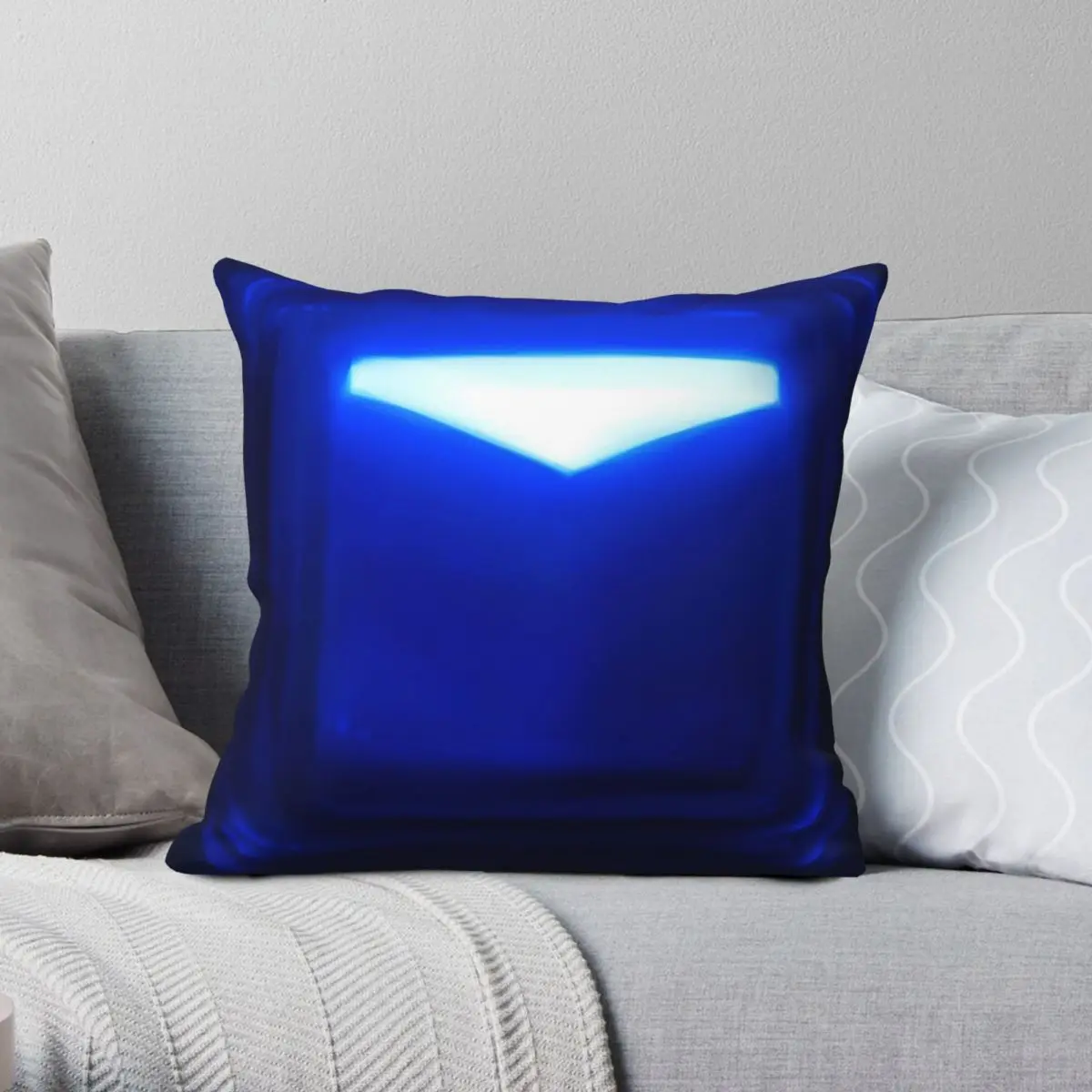 Beat Saber Vr Game Blue Block Square Federa Poliestere Lino Velluto Modello Zip Federa Decorativa Per Divano 45X45